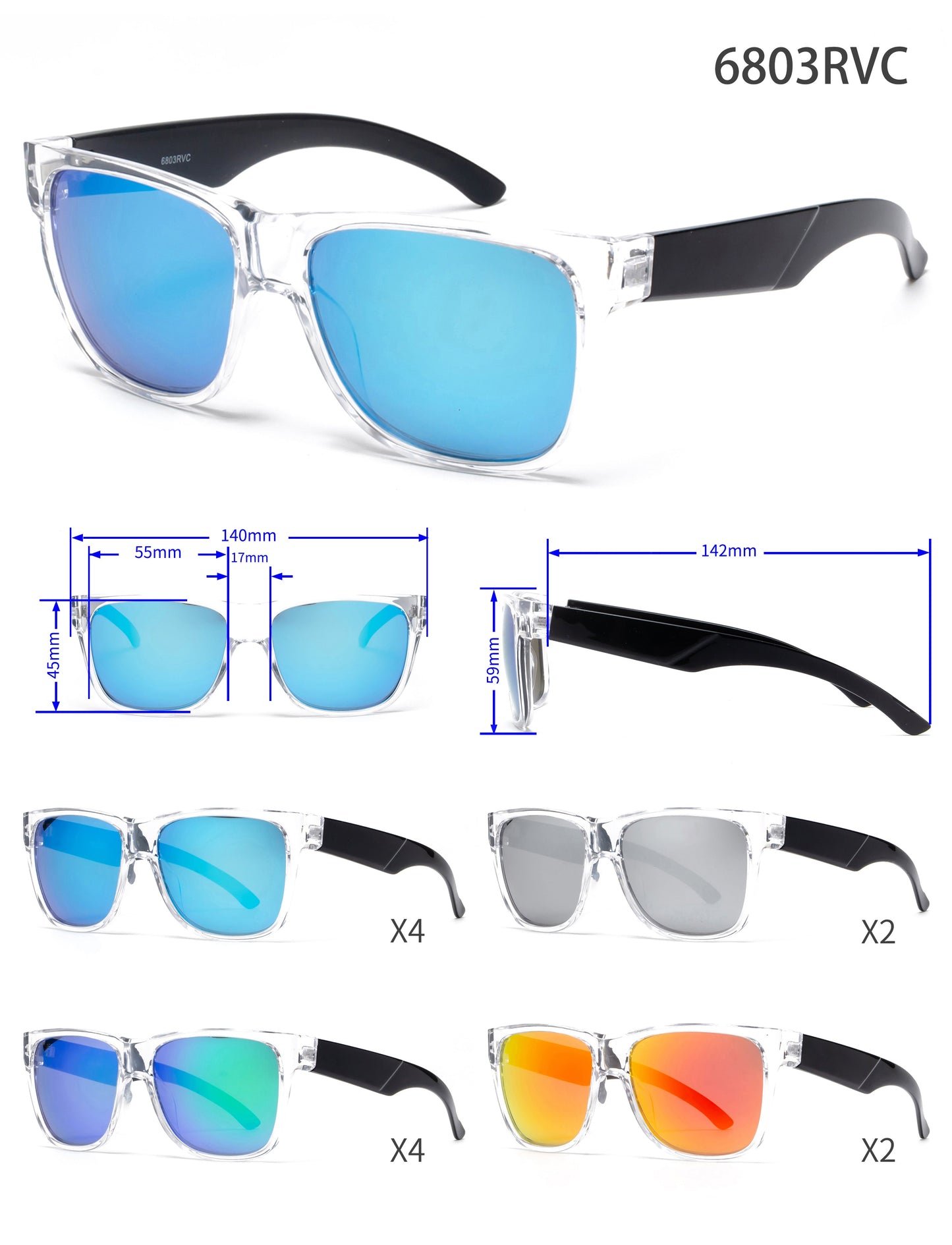 DS-6803 RVC - Lentes deportivos RVC con marco transparente y diseño moderno