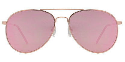 DS-8733 Pink - Lentes de sol estilo Aviador,  metálicos con mica plana de espejo rosa