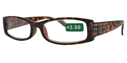 DS-RS 1179 - Lentes de lectura rectangulares de plástico con detalles en pedrería