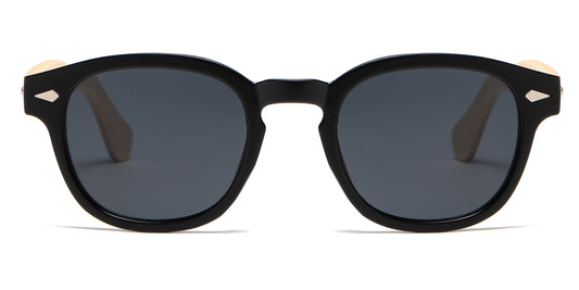 DS-5259 Bamboo - Lentes redondos de plástico con puente tipo keyhole y varillas de bambú