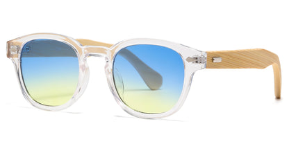 DS-5259 Bamboo - Lentes redondos de plástico con puente tipo keyhole y varillas de bambú