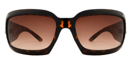 DS-7649 - Lentes rectangulares gruesos con pedrería y detalles decorativos