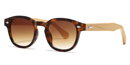 DS-5259 Bamboo - Lentes redondos de plástico con puente tipo keyhole y varillas de bambú