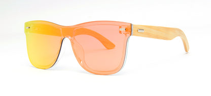 DS-8018 Bamboo - Lentes de sol sin montura con lente continua y varillas de bambú