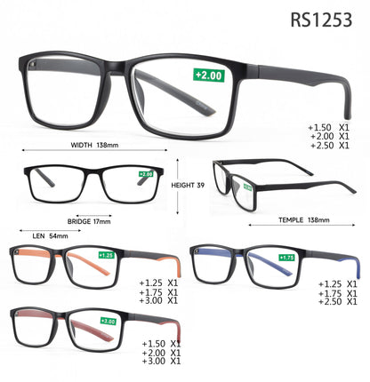 DS-RS 1253 - Lentes de lectura rectangulares de plástico