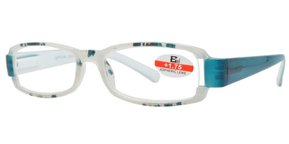 DS-RS 1120 - Lentes de lectura rectangulares de plástico en dos tonos