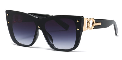 DS-8027 - Lentes con lente de una sola pieza, marco plástico moderno y detalles metálicos
