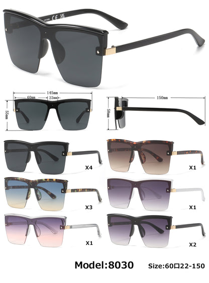 DS-8030 - Lentes de sol de estilo cuadrado de una sola pieza y estilo minimalista