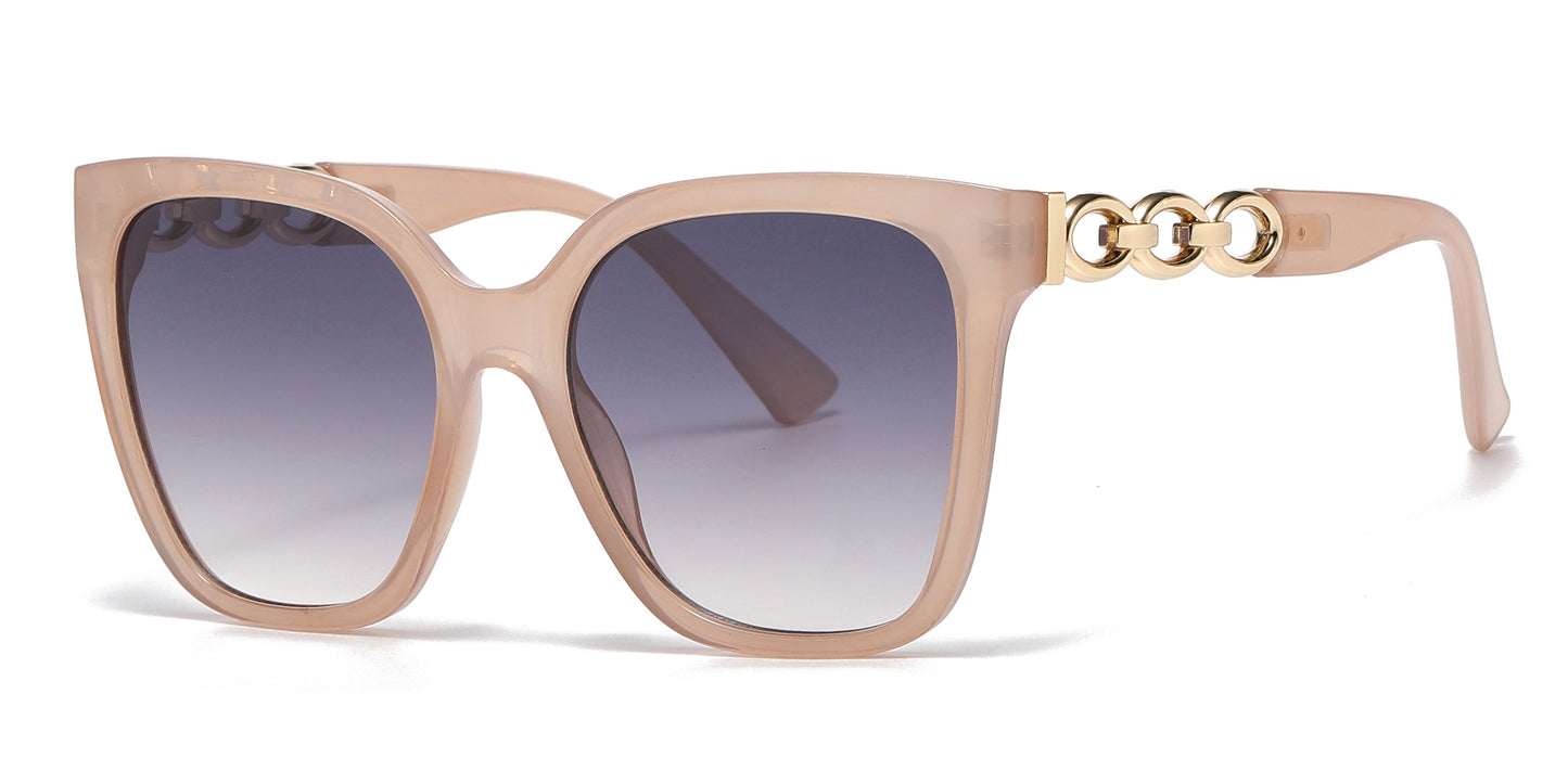 DS-5260 - Lentes estilo mariposa con cadena decorativa para mujer y diseño cuadrado