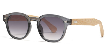 DS-5259 Bamboo - Lentes redondos de plástico con puente tipo keyhole y varillas de bambú
