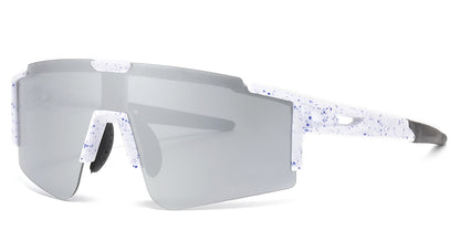 DS-2689 - Lentes de sol deportivos con armazón plástico de media montura y con mica de espejo tipo escudo