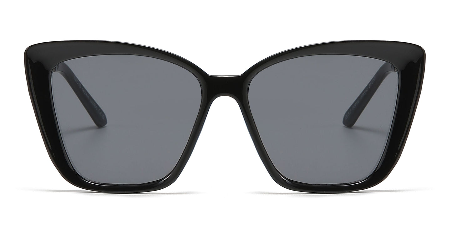 DS-8010 - Lentes Cat Eye cuadrados de plástico con varillas metálicas y diseño audaz