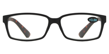 DS-RS 1113 - Lentes de lectura rectangulares clásicos Horn Rimmed en plástico