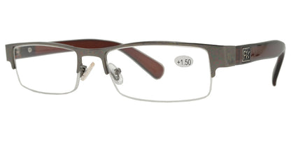 DS-RS 1266 - Lentes de lectura metálicos media montura estilo Horn Rimmed