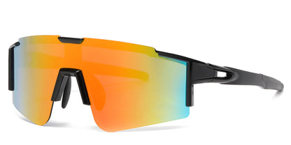DS-2689 - Lentes de sol deportivos con armazón plástico de media montura y con mica de espejo tipo escudo