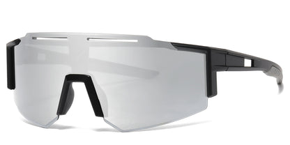 DS-2687 - Lentes deportivos con mica tipo escudo de una sola pieza, espejo de color y diseño de media montura