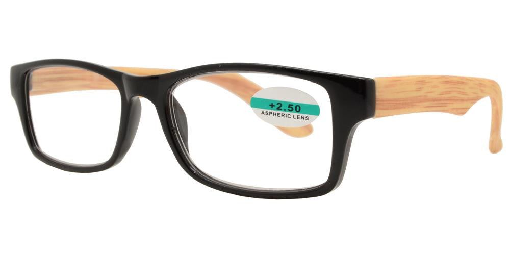 DS-RS 1149 - Lentes de lectura plásticos con diseño estampado tipo madera