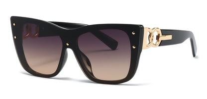 DS-8027 - Lentes con lente de una sola pieza, marco plástico moderno y detalles metálicos