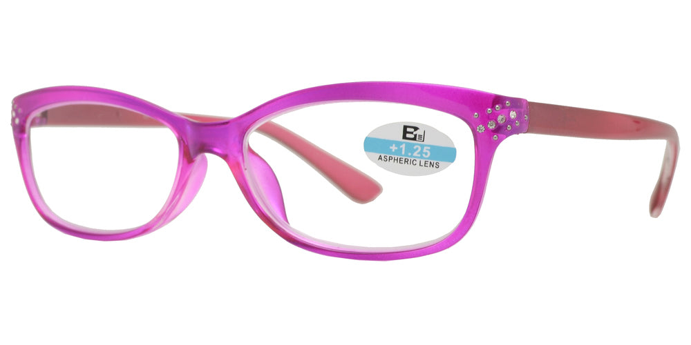 DS-RS 1121 - Lentes de lectura Cat Eye pequeños de plástico en dos tonos